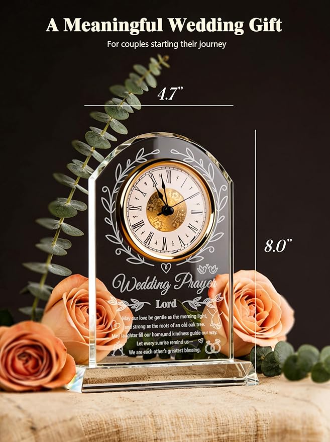 Crystal Clock Wedding Gifts for Couples 2026,Happy Anniversary Marriage Gift,Engagement Unique Gift for Newlywed Mr and Mrs