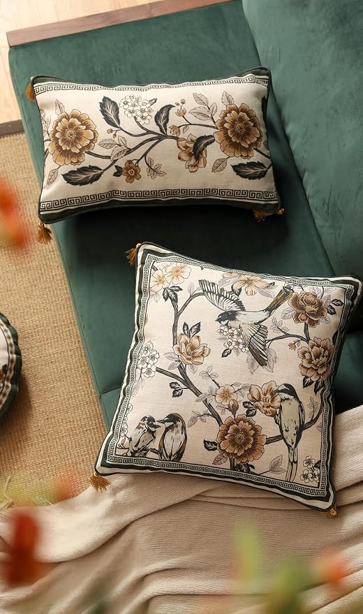 ISAENNE Vintage Linen Rectangle Throw Pillow Cover,Set of 2,20"x12"-Murad C | Designer French Pillow Cover,Concealed Zipper Design,Sofa,Bedroom,Living Room,Lounge Chairs,All Season Home Decor