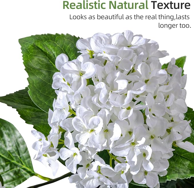 2 Pack Artificial Plants UV Resistant Faux Hydrangea Tree Indoor Outdoor Realistic Floor Plants Large Faux Plastic plantas Fake Flowers Trees for Home Porch Garden Office Porch Patio Front Decor