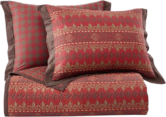 Paseo Road Rushmore 3 Piece Quilt Set with Pillow Shams, Queen Size, Cotton Reversible Luxury Bedding, Southwestern Rustic Style Bed Set, 1 Quilt and 2 Pillowcases