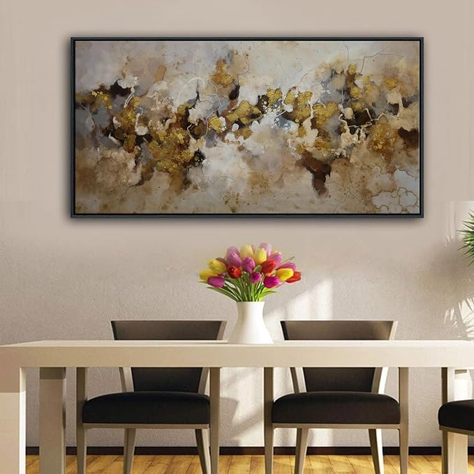 YDYSUNE YDSUNE Large Abstract Wall Art - Modern Minimalist Decor Brown Yellow Canvas Picture,Texture Artwork Minimalist Painting for Living Room Decoration 24×48 Inches