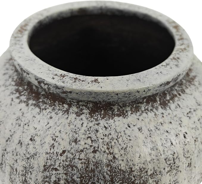 Oakrain Large Rustic Vase, 11" Distressed Round Floor Vase for Home Decor, Farmhouse Centerpieces Planters for Living Room Indoor Outdoor Use, Gray