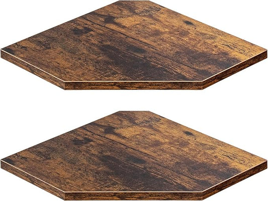 Fun Memories Corner Shelf Wall Mount, Floating Corner Shelves, Set of 2 Corner Wall Shelf Organizer, Rustic Wood Wall Storage Display Shelves for Living Room Bedroom Bathroom Kitchen, Rustic Brown | Organizer, Living Room, Bedroom, Bathroom, Kitchen