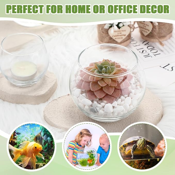 24 Pcs Glass Bubble Bowl Vase Bulk, Clear Round Glass Centerpiece Bowls for Valentine's Wedding Table Decor, Fish Flower Bud Vase Terrarium for Event Party DIY (2.36"h X 2.76"w and 3.15"h X 3.94"w)