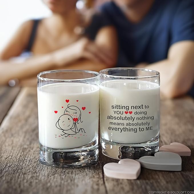 BoldLoft You Mean Everything to Me Couple Drinking Glasses-Couples Gifts for Anniversary, Valentines, Engagement, His Hers Gifts for Boyfriend, Girlfriend, Husband, Wife, Romantic Home Decor