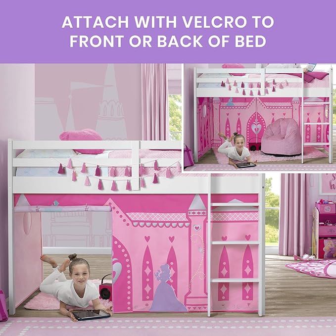 Disney Princess Loft Bed Tent - Curtain Set for Low Twin LoftBed (Bed Sold Separately) by Delta Children (Pack of 10)