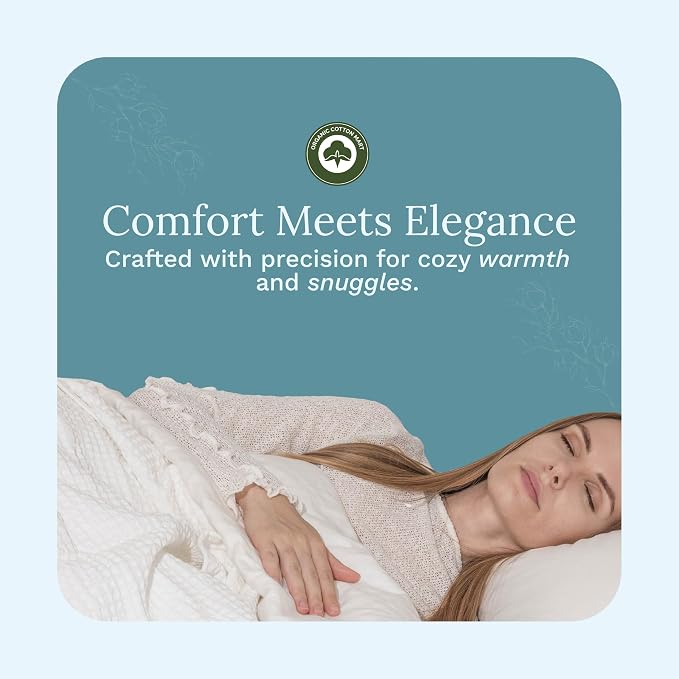 Organic Cotton White King Blanket - 100% Cotton, Waffle Weave, Breathable Bed Blanket - Extra Large, Lightweight, Premium Cotton Blanket - 108”x92” (White - King/California-King)