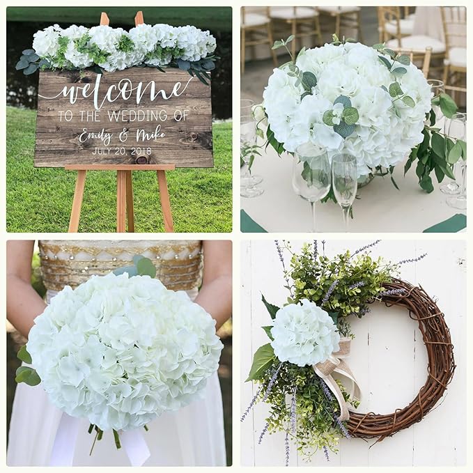 AVIVIHO 105pcs Fake Flowers White Hydrangea Artificial Flowers Bulk (Not Squished, No Steaming Need) Ivory Silk Flowers with Stems for Wedding Decor,Home,Baby Shower,Table Centerpieces Decoration
