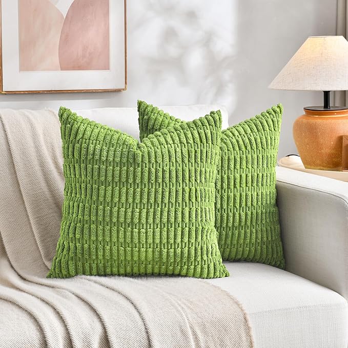 Fancy Homi 4 Packs Decorative Throw Pillow Covers for Living Room Couch Bed, Modern Farmhouse Boho Home Décor Accent Cushion Case, 18" x 18" (Pack of 4), Lime Green
