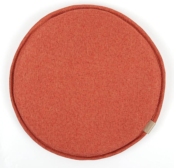 Round Seat Cushion with Ties Breathable Bar Stool Cushion Cover Tatami Cushion Pillow Kitchen, Home, Office Chair Cushion Cover (16 inch, Orange)