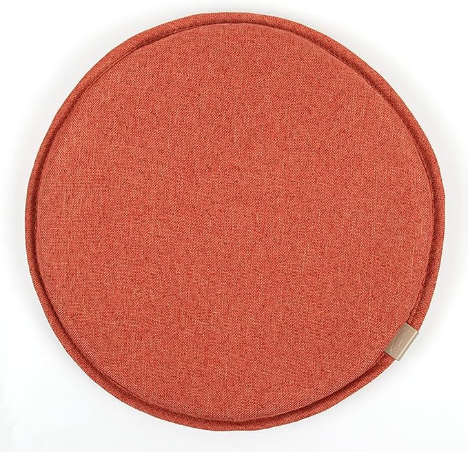 Round Seat Cushion with Ties Breathable Bar Stool Cushion Cover Tatami Cushion Pillow Kitchen, Home, Office Chair Cushion Cover (20 inch, Orange)