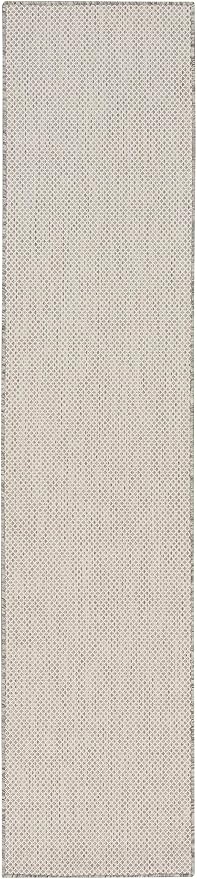 Nourison Home Courtyard Ivory Silver 2' x 6' Area Rug - Easy Clean, Non Shedding, Bed Room, Living Room, Dining Room, Kitchen (6' Runner)