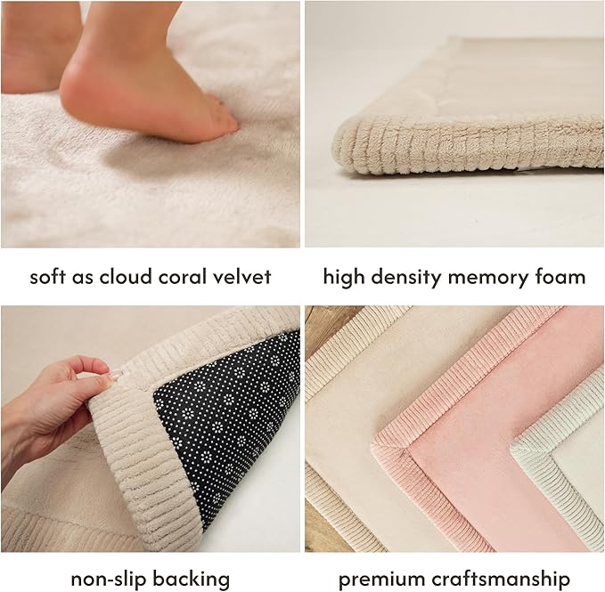 Hakuna Matte CloudSoft Baby Play Mat for Floor 80" x 110" Beige – Coral Velvet Memory Foam Rug for Crawling & Cozy Play – Non-Slip, Water-Resistant, Easy-CareTummy Time Mat, Playmat for Playpen