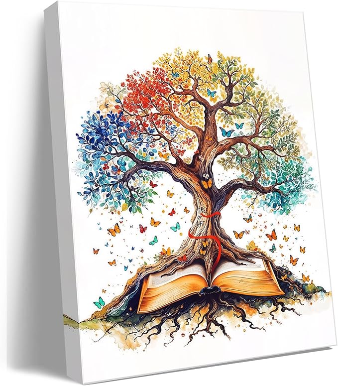 Tree of Life Wall Art - The Bible Religious Canvas Painting, christian gifts for catholic women, christians, Christmas wall decorations, Wall pictures for christians Living Room, Bedroom, Office,baptism,home decor,A-427