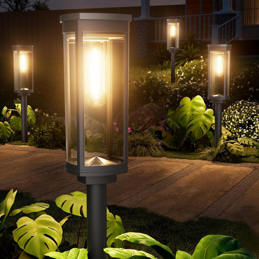 6 Pack Solar Pathway Lights Outdoor, Modern Super Brightness LED Solar Path Lights, IP65 Waterproof Garden Solar Powered Landscape Lighting for Outside Yard Garden Driveway Walkway Decor