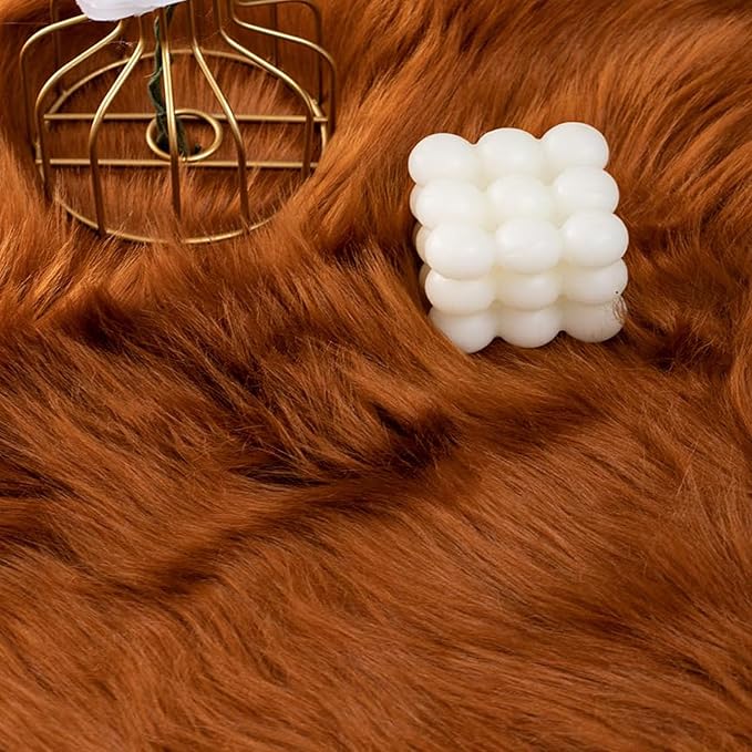 Faux Fur Sheepskin Runner Rug Caramel 2x6 ft Ultra Soft Shaggy Plush Fluffy Fuzzy Area Carpet Decorative Chair Cover Floor Mat for Bedroom Sofa Living Room Bedside