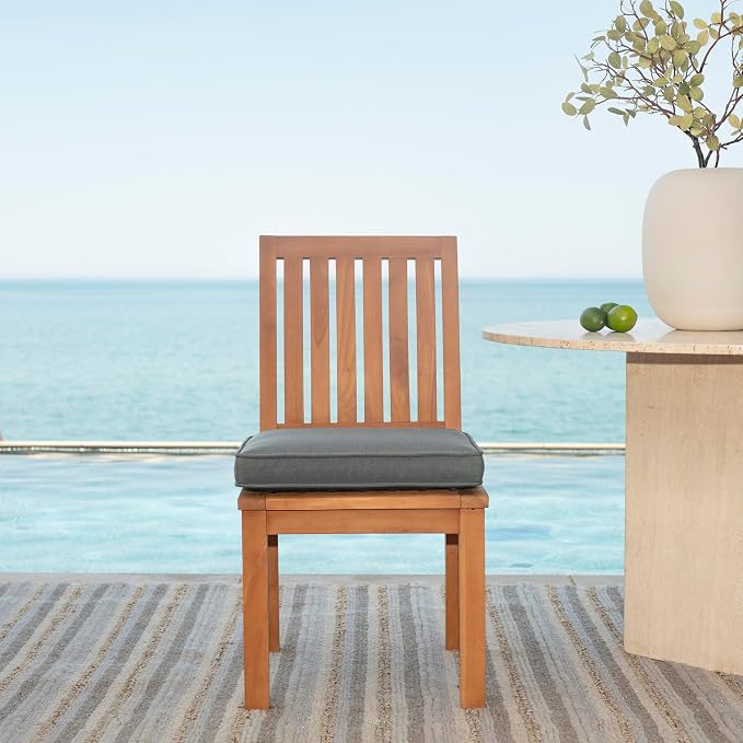 Arden 19 x 19 Luxury Foam Outdoor Double Welted Dining Seat Cushion, Made with PROFOAM, Performance Fabric, Rain-Proof, Fade Resistant, Heathered Charcoal Woven Solid