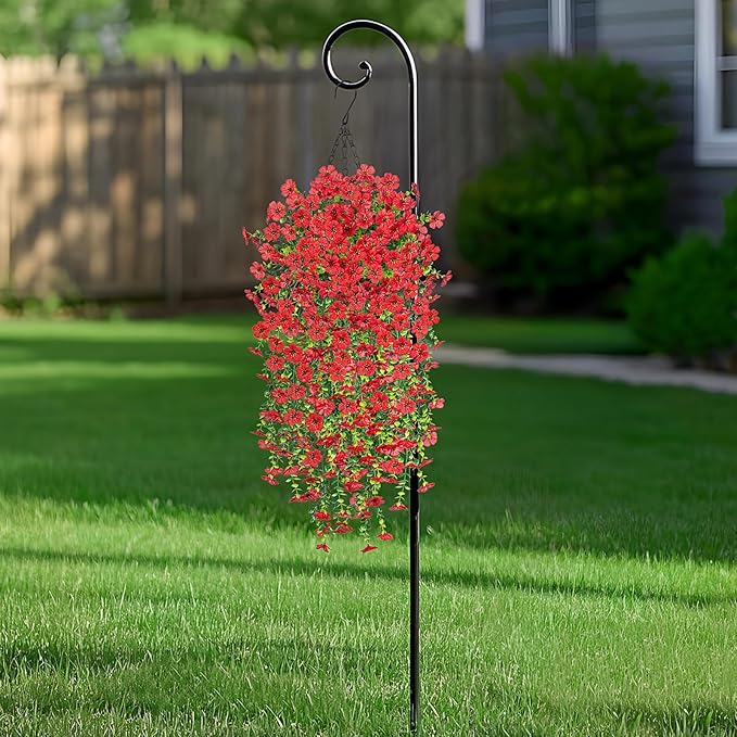 Fake Artificial Hanging Flowers for Outdoors Decoration, 2 PCS Faux UV Resistant Artificial Outdoor Flowers, Fake Plants Look Real Daisy No Fade Spring Decor for Porch Home Patio Balcony and Yard