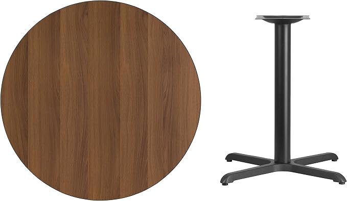Flash Furniture Graniss 36'' Round Walnut Laminate Table Top with 30'' x 30'' Table Height Base