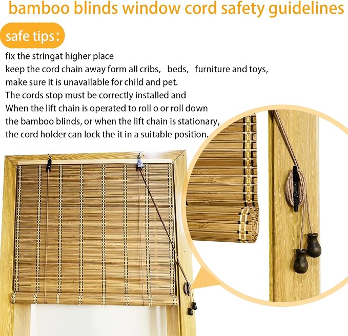 XIUXIU Bamboo Roller Shades Roman Shades for Window Roll Up Blinds for Home Light Filtering Indoor Outdoor Patio B 36"" Wx63 H, Colour B