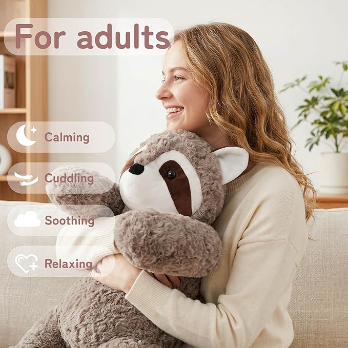 Niuniu Daddy Raccoon Weighted Stuffed Animals for Kids & Adults, 20" | 3.3lb Large Weighted Plushies Pillow for Sleeping and Calming, Cute Lying Plush Toy Huggable Gift for Everyday Comfort