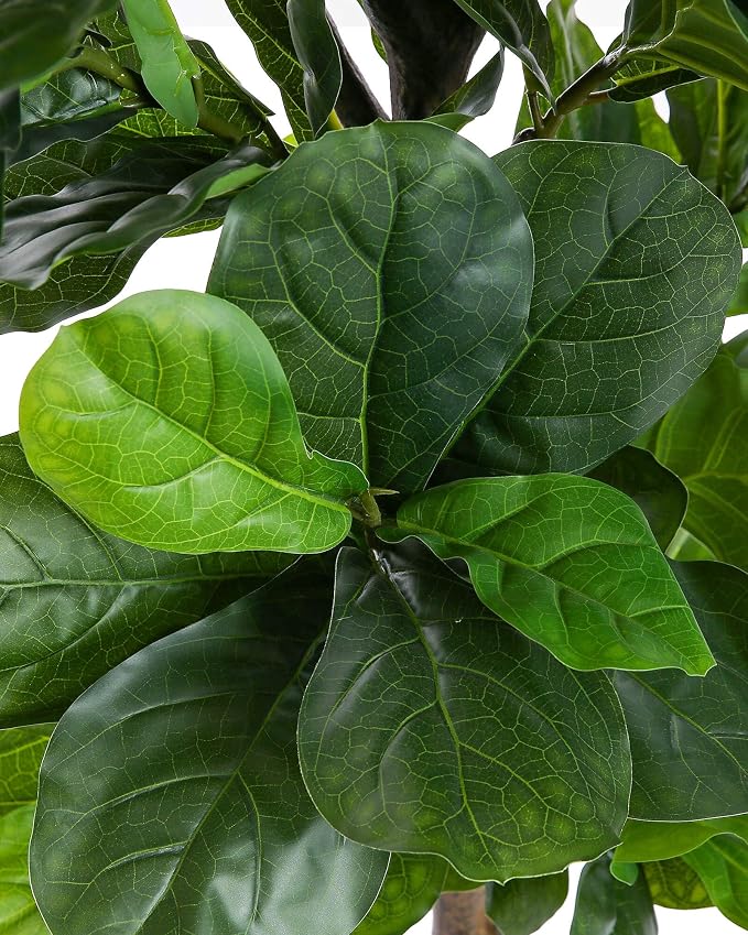 FLOWORLD Fiddle Leaf Fig Tree 6ft Tall Artificial Tree in Plastic Pot Fake Ficus Lyrata Plants with 184 Decorative Fiddle Leaves Faux Fig Trees for Home Office Living Room Decor Indoor Outdoor