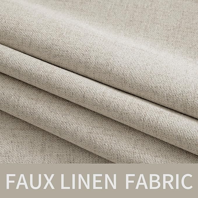 MIULEE Linen Curtains for Bedroom 100% Blackout Thermal Insulated Cobblestone Grommet Room Darkening Curtains & Drapes for Living Room Nursery 52 x 63 Inch (2 Panels)
