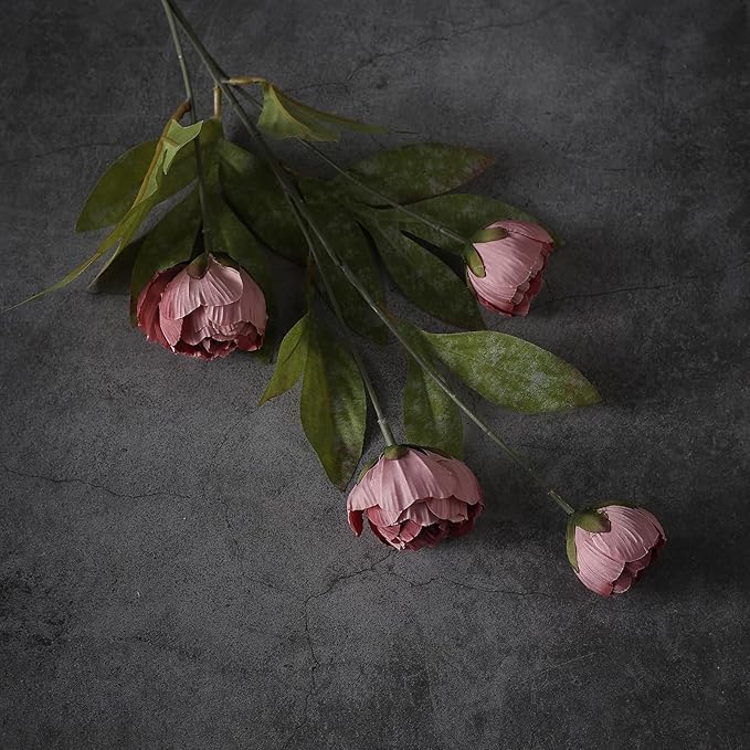 VIERENA 12 Pcs Faux Silk Peony Artificial Flowers for Vase -27", Bulk Fake Peonies Branches with Stems for DIY Bouquet Centerpieces Wedding Fillers Arrangements Shower Decorations (Warm Pink)