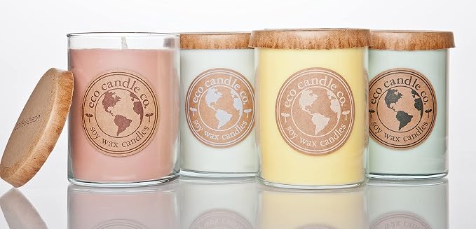 Eco Candle Co. Recycled Candle, Seagrass, 6 oz. - Scents of Coconut, Jasmine, Eucalyptus, Vetiver, Driftwood, & Seaweed - 100% Soy Wax, No Lead, Kraft Paper Label & Lid, Hand Made