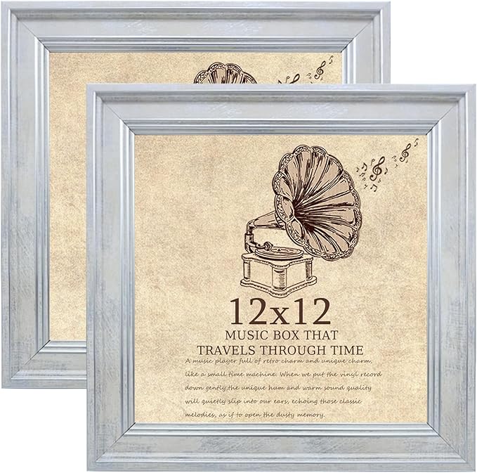 12x12 Picture Frame set of 2-Vintage Frames with Real Glass - Antique Style Frames for Wall - Ornate Frame for Rustic white Office or Home Decor Display Family Friends Wedding Gift