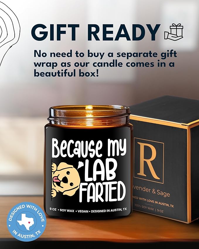 Funny Lab Candle, Labrador Retriever Gifts for Women and Men, Unique Funny Lab-Themed Gift Ideas, Best Present for Pet Lovers, Perfect Present for Dog Mom and Dog Dad, Birthday, Christmas, Gift-Ready