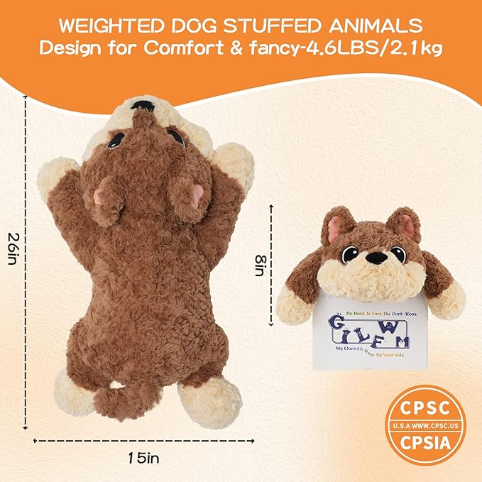 GILFWM 26" 5 Lbs Weighted Stuffed Animals Dog, Heatable and Coolable Weighted Plush with Microwavable Heating Pad,Removable Soft Washable Cute Plushie Pillow Toy Gifts for Adults and Kids