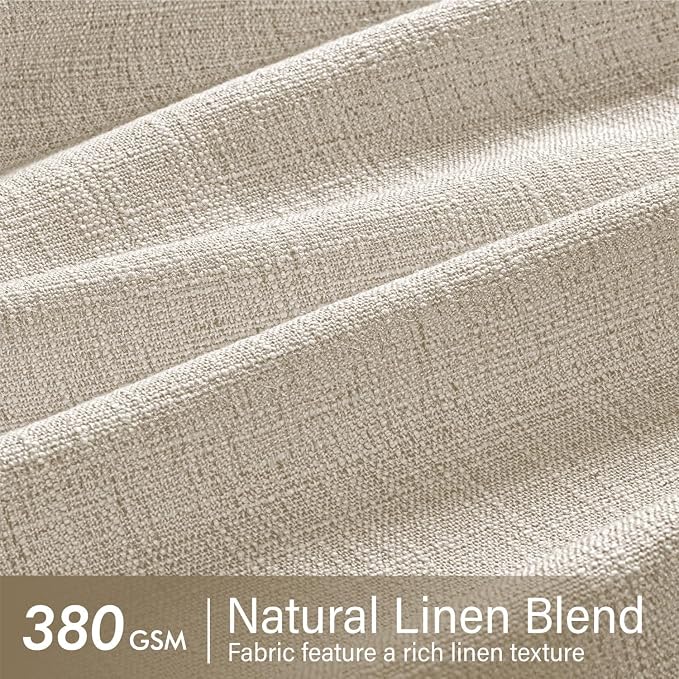 MIULEE Pinch Pleated Thick Linen Curtains 84 Inches Long 2 Panels for Living Room Bedroom, Linen Texture Memory Trained Pleat Drapes Back Tab Semi Sheer Privacy Neutral Ivory Cream Farmhouse Curtains