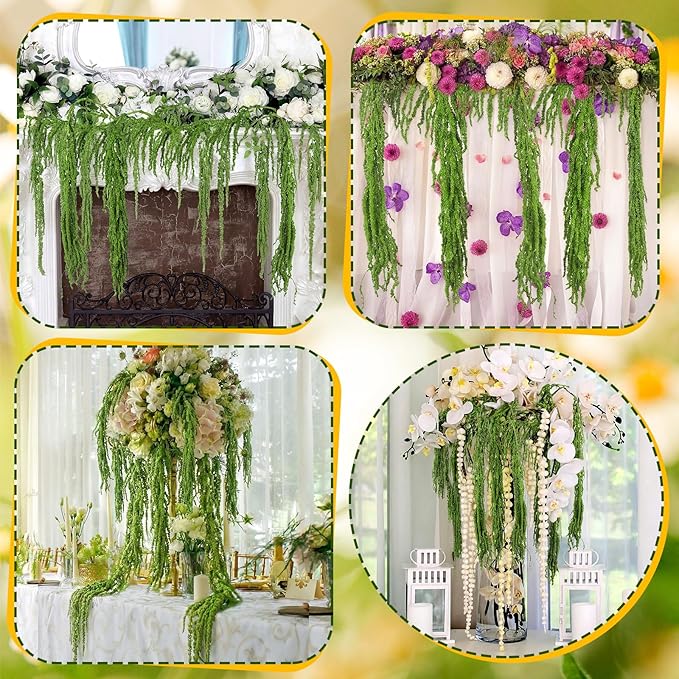Suncalla Forest Green Spring Natural Dried Amaranthus Hanging Flowers Amaranthus Artificial Flowers for Wedding Arch Bouquet Floral Garland Wall Home Decoration (23 Inch,12 Pcs)