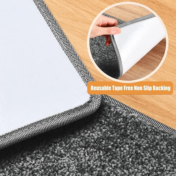 PURE ERA Carpet Stair Treads Tape Free Non Slip Indoor Stair Carpet Stair Protectors Pet-Friendly Non-Slip Skid Resistant Washable Reusable 8" x 30"(7 Pieces,Dark Gray)