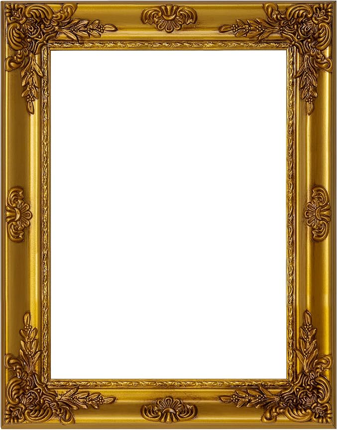 ArtXO Gold A3 Picture Frames: Wooden Wall Frames for 11.75 by 16.5 Photo Display, Vintage Picture Frames, Ornate Photo Frames A3 without Glass and Back