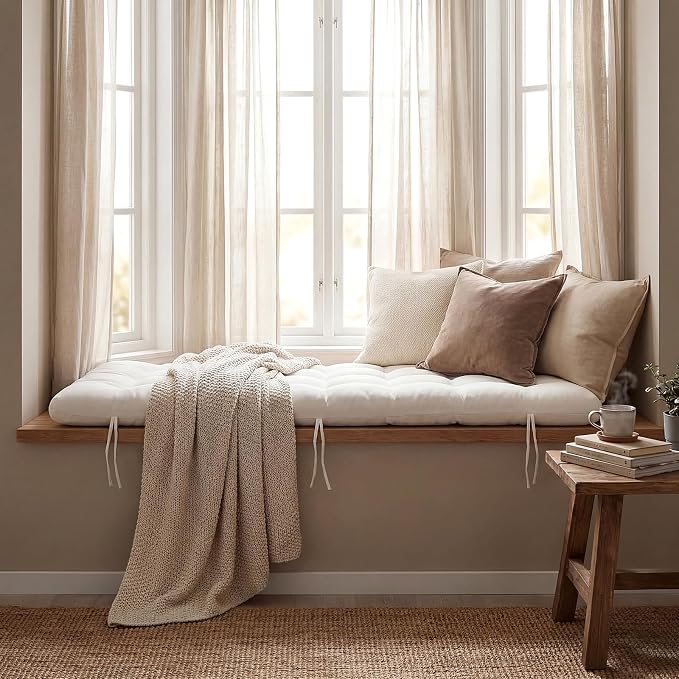 Vercraft Long Floor Cushion Large Floor Cushion with Brushed Cotton 74.8 x 27.5 x 3.15 in Jumbo Lounger Pillow for Outdoor Indoor Bay Window Meditation Yoga Reading Sleeping(1 Pc,White)
