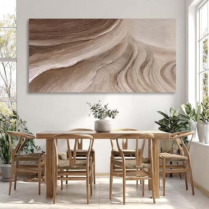 MLART99 Large Beige Brown Abstract Canvas White Artwork with Neutral Textured Wall art for Bedroom Living Room Office Modern Minimalist Wall Decor 29x58 Inch
