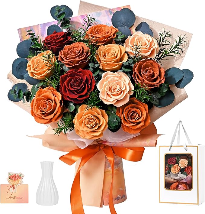 Flowers for Delivery Prime 12 Roses, Mothers Day Flowers for Mom, Mothers Day Gifts, Forever Roses Preserved Yellow Flower Bouquet Eternal Rose Birthday Gifts for Women Gf Gifts Wedding Anniversary