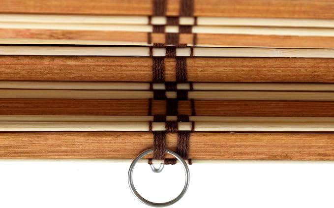 Red Lantern Burnt Bamboo Cordless Window Shade - Two-tone Honey, 24" Wide