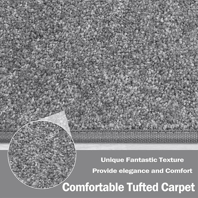 PURE ERA Carpet Stair Treads Tape Free Non Slip Indoor Stair Carpet Stair Protectors Pet-Friendly Non-Slip Skid Resistant Washable Reusable 8" x 30"(7 Pieces,Gray)