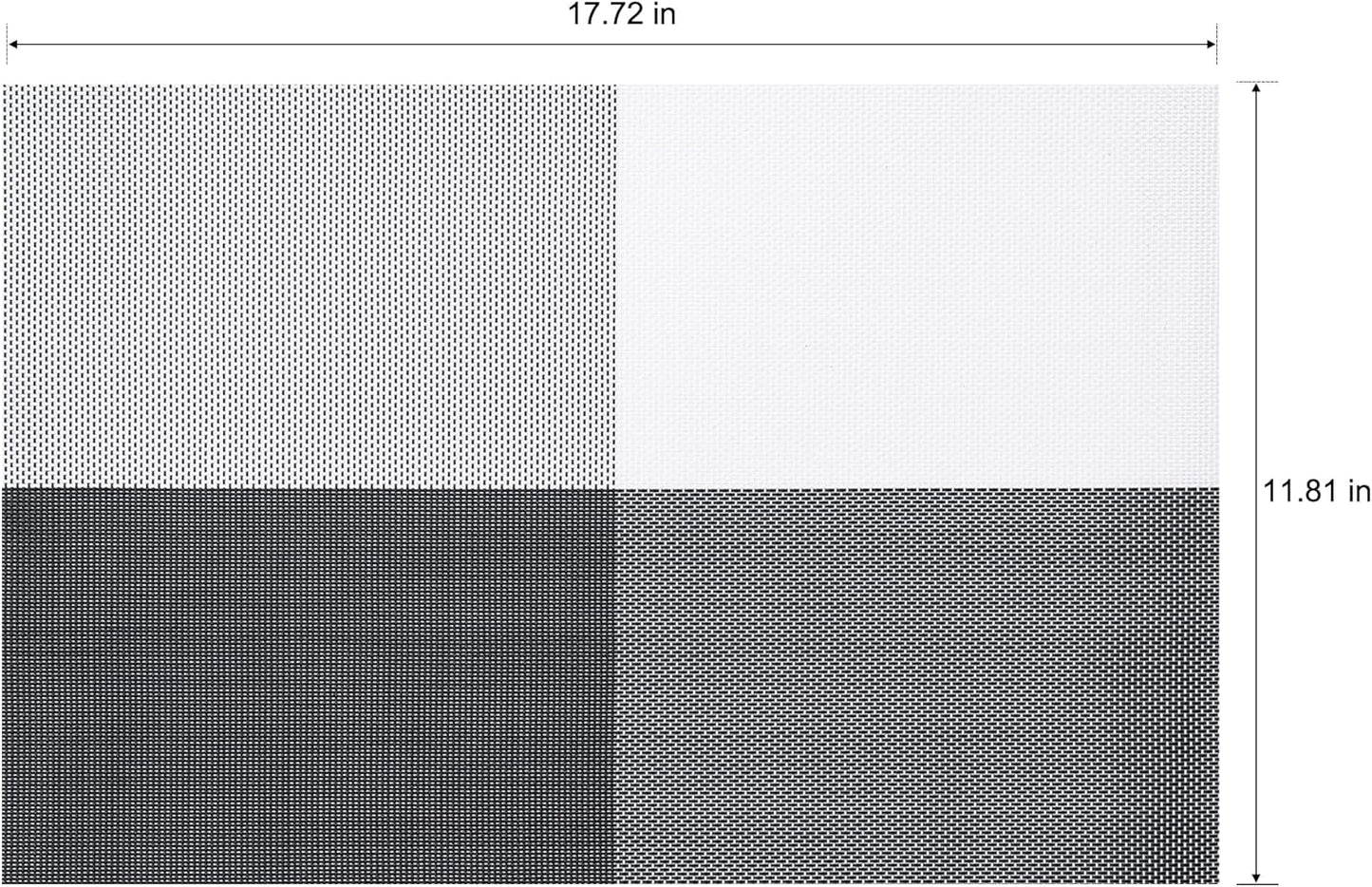 Placemats Set of 6 Washable Indoor/Outdoor Vinyl Place Mats for Dining Table Durable Non-Slip Heat Resistant PVC Weave Table Mats(Black White)