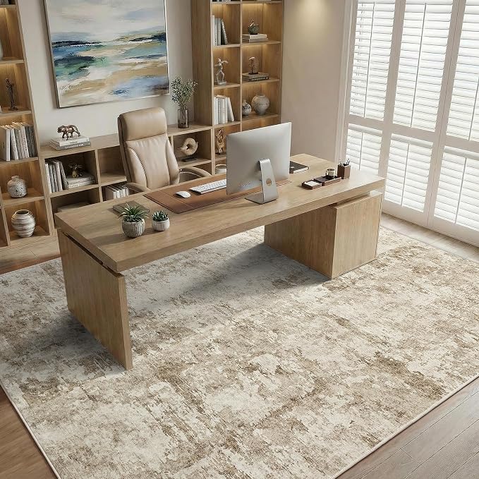 GarveeHome 5x7 Abstract Area Rug, Washable Soft Low Pile Non Slip Accent Rug for Living Room, Bedroom, Dining Room, Modern Neutral Indoor Carpet