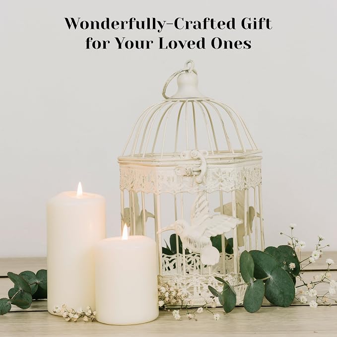 Unscented Pillar Candles - Set of 4 Vanilla Pillar Candles - 3x9 Slow Burning Large Candles for Weddings & Table Centerpieces, PARNOO