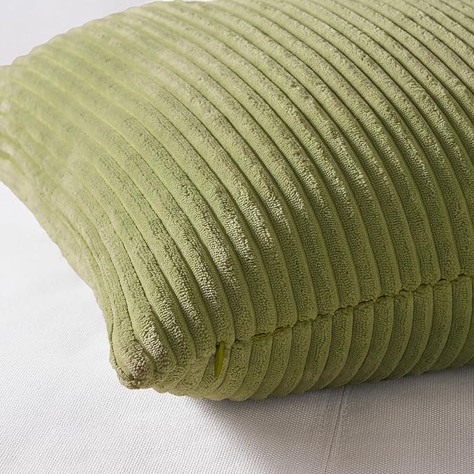 Topfinel 24x24 Decorative Large Throw Pillows Covers Set of 4,Yellow Green Mix Design Corduroy Bed Cushion Case,Couch Sofa Living Room Euro Shams No Insert,Summer Home Decor