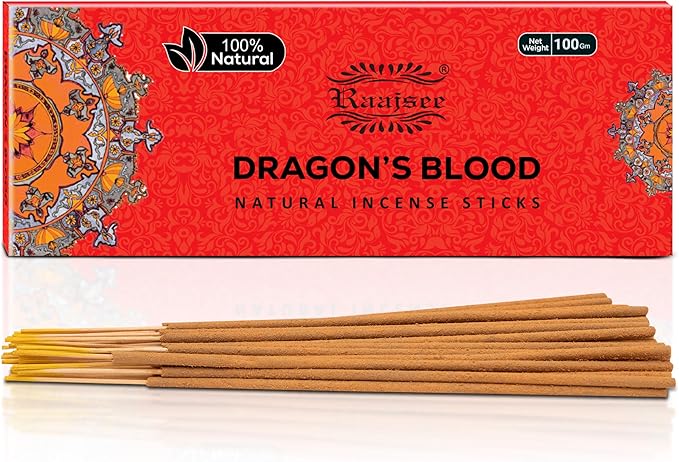 Dragon Blood Incense Sticks, 100%-Natural Charcoal Free Organic Non Toxic Clean Burning Handmade Insence Sticks 100 gm Pack, Meditation Gifts – Spritual Cleansing