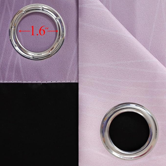 Estelar Textiler Ombre Pink and Purple Blackout Curtains 72 Inch Length 2 Panels, Full Light Blocking Curtains for Bedroom, Grommet Thermal Insulated Gradient Drapes for Living Room, 42x72 Inch