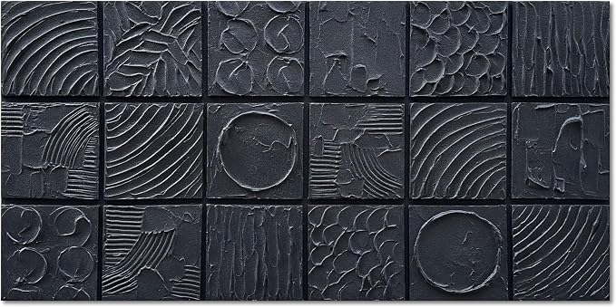 NANKAI Art Hand-Drawn 48x24 inch Pure Black Textured wall Decoration Painting. Modern Abstract Oil Painting. Suitable for wall Decoration in Living Rooms, bedrooms and corridors