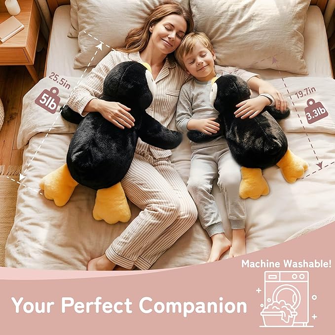 Niuniu Daddy Penguin Weighted Stuffed Animals for Kids & Adults, 20" | 3.3lb Large Weighted Plushies Pillow for Sleeping and Calming, Cute Lying Plush Toy Huggable Gift for Everyday Comfort