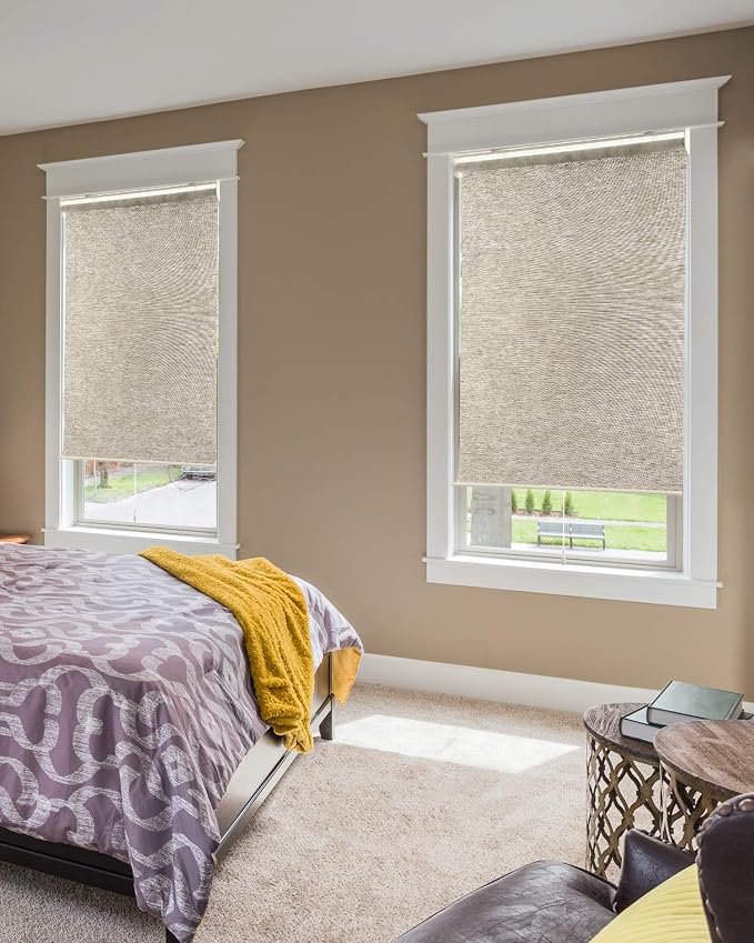 CHICOLOGY Roller Shades , Cordless Blinds , Window Shades for Home , Roller Window Shades , Window Treatments , Door Blinds , Light Filtering Shades , Felton Sand (Natural Woven) , 23"W X 72"H